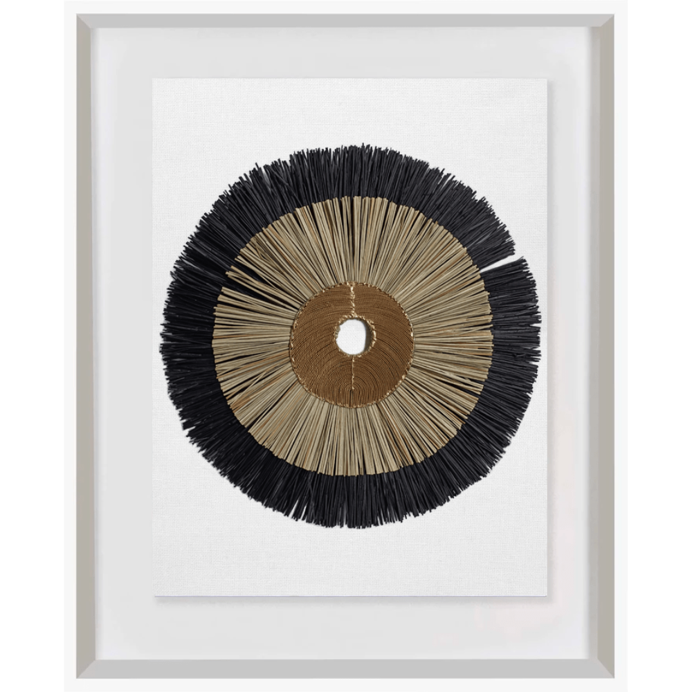 African Disc Bronze & with Black & Natural Grass Ring Artwork 67 x 85cm