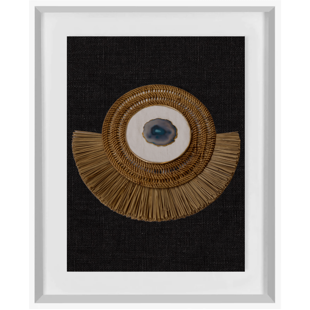 Agate Blue on Linen, Natural Grass Ring Artwork 67 x 85cm