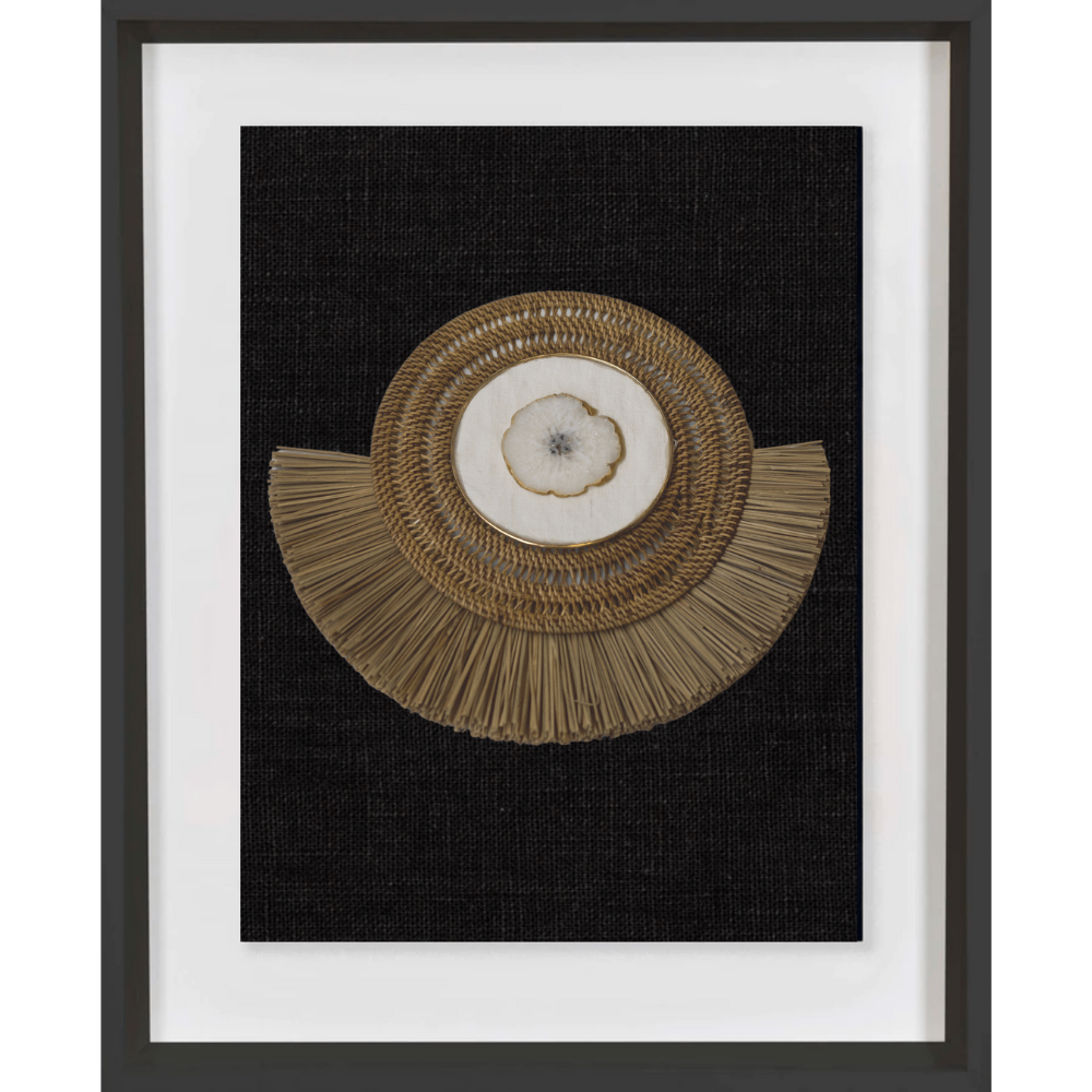 Agate White on Linen, Natural Grass Ring Artwork 67 x 85cm