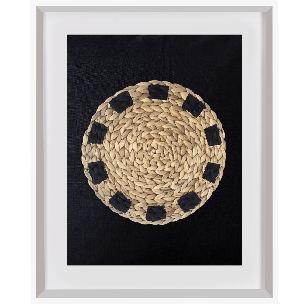 Africana Place Mat Raffia Natural on Black Artwork 40 x 50cm