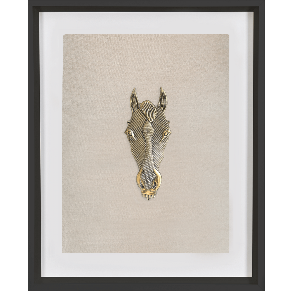 Creature Metal Horse on Natural Linen Artwork 40 x 50cm