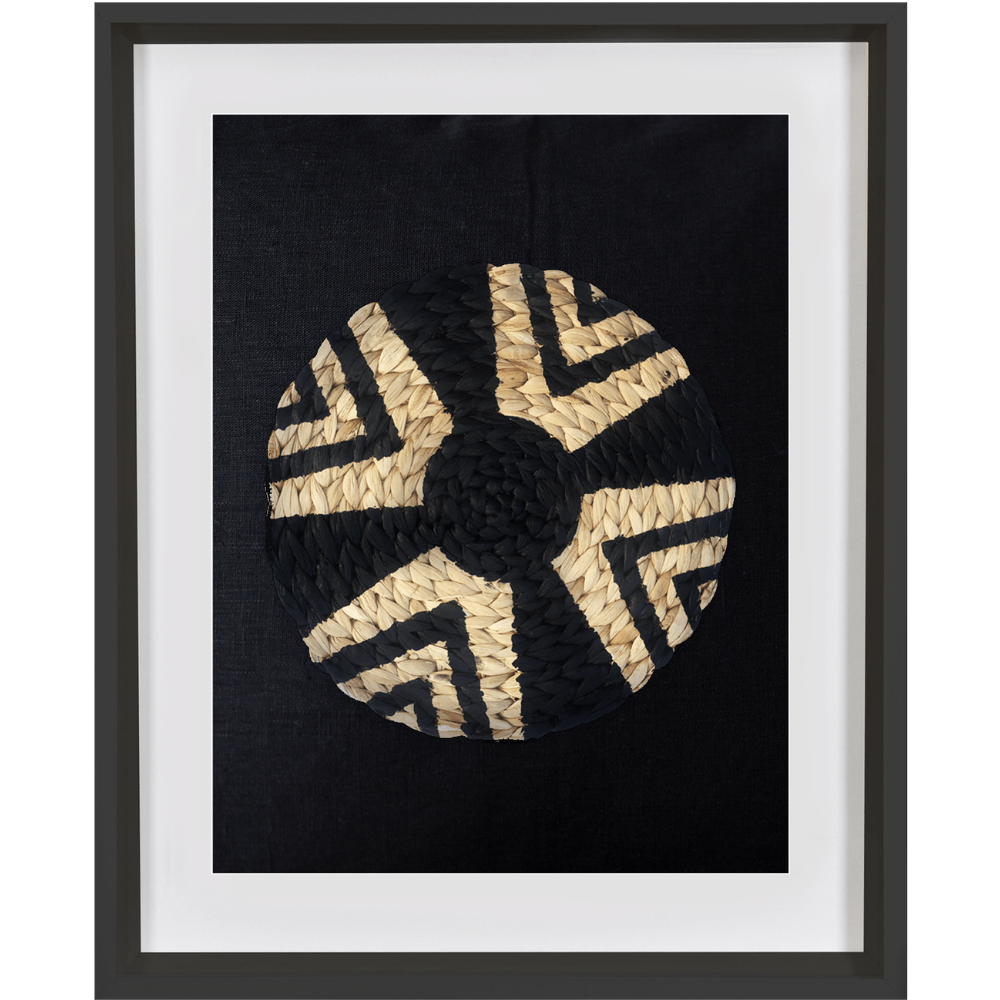 Africana Place Mat Raffia Star Black Artwork 40 x 50cm