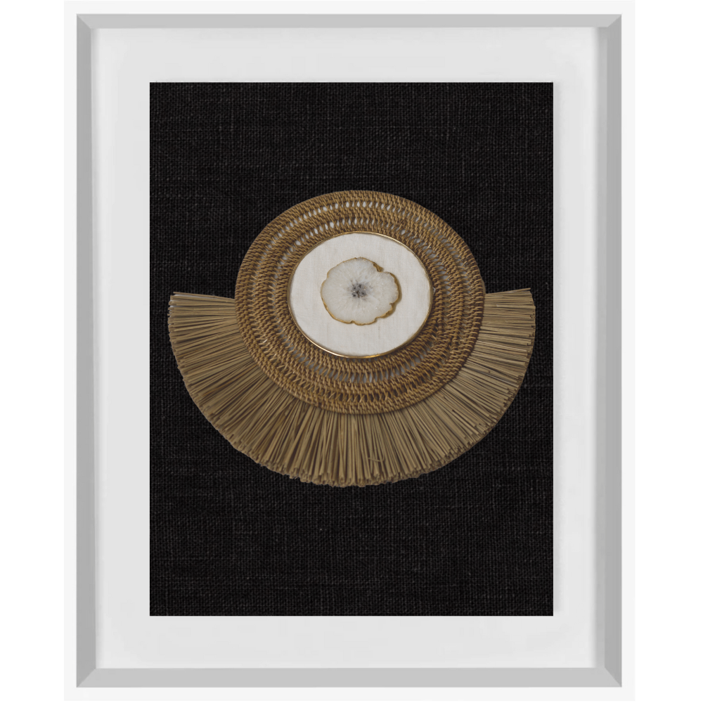 Agate White on Linen, Natural Grass Ring Artwork 67 x 85cm