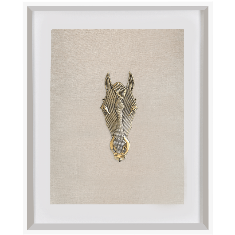 Creature Metal Horse on Natural Linen Artwork 40 x 50cm