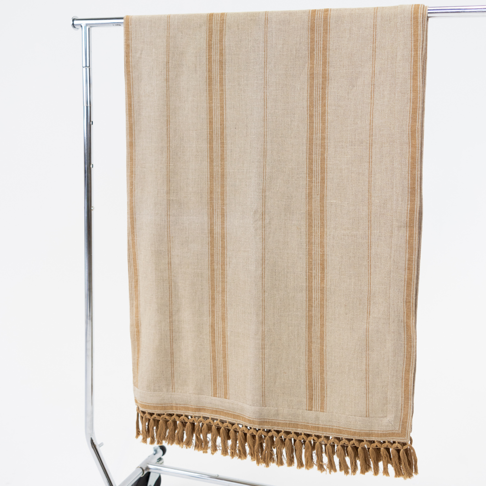 Linen Striped Natural Throw 200 x 140cm