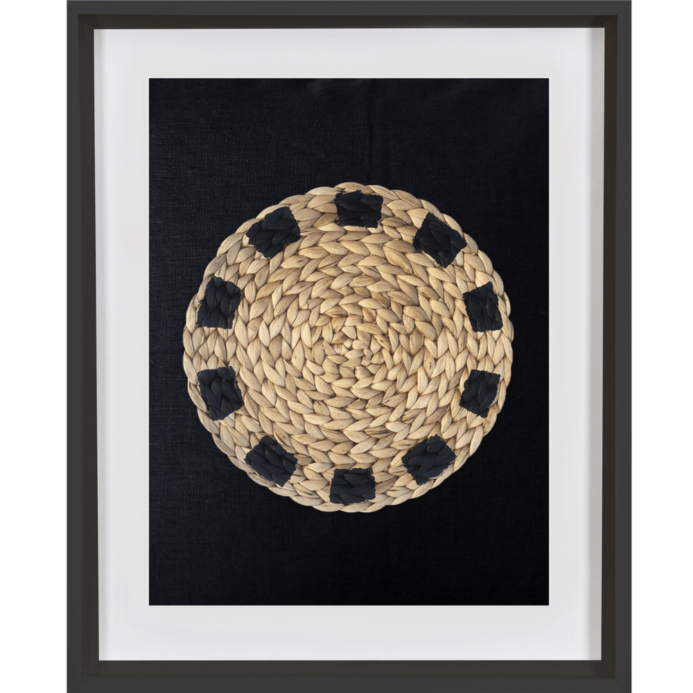 Africana Place Mat Raffia Natural on Black Artwork 40 x 50cm