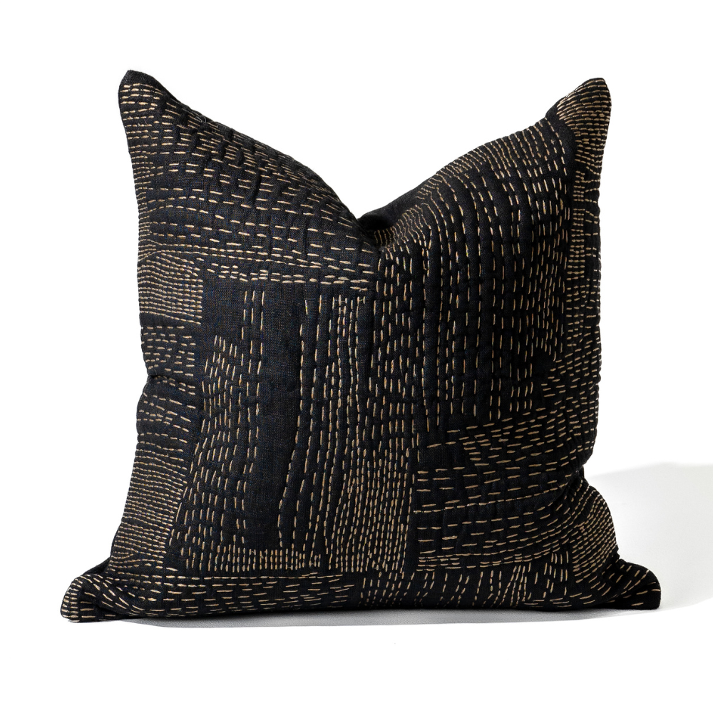 Gudri Patch Black Titanium Lounge Cushion 55 x 55cm