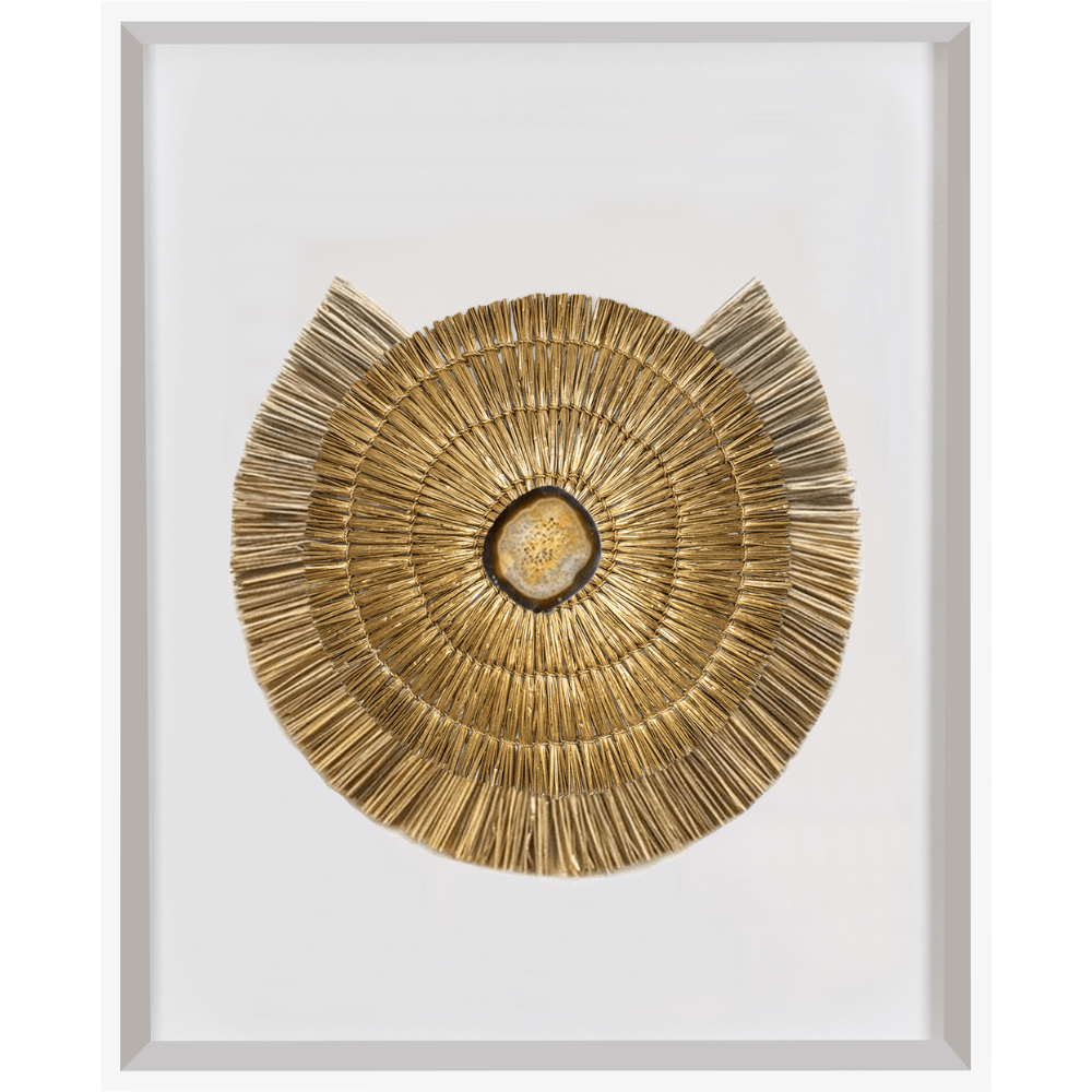 Agate Grass Mat Gold & Natural on White Artwork 67 x 85cm