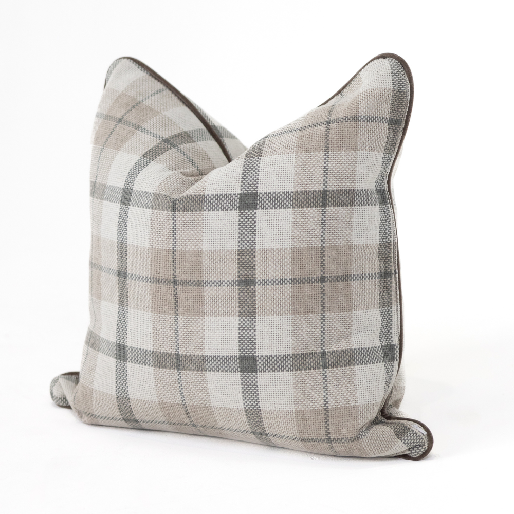 Tartan Piped Beige Lounge Cushion 55 x 55cm