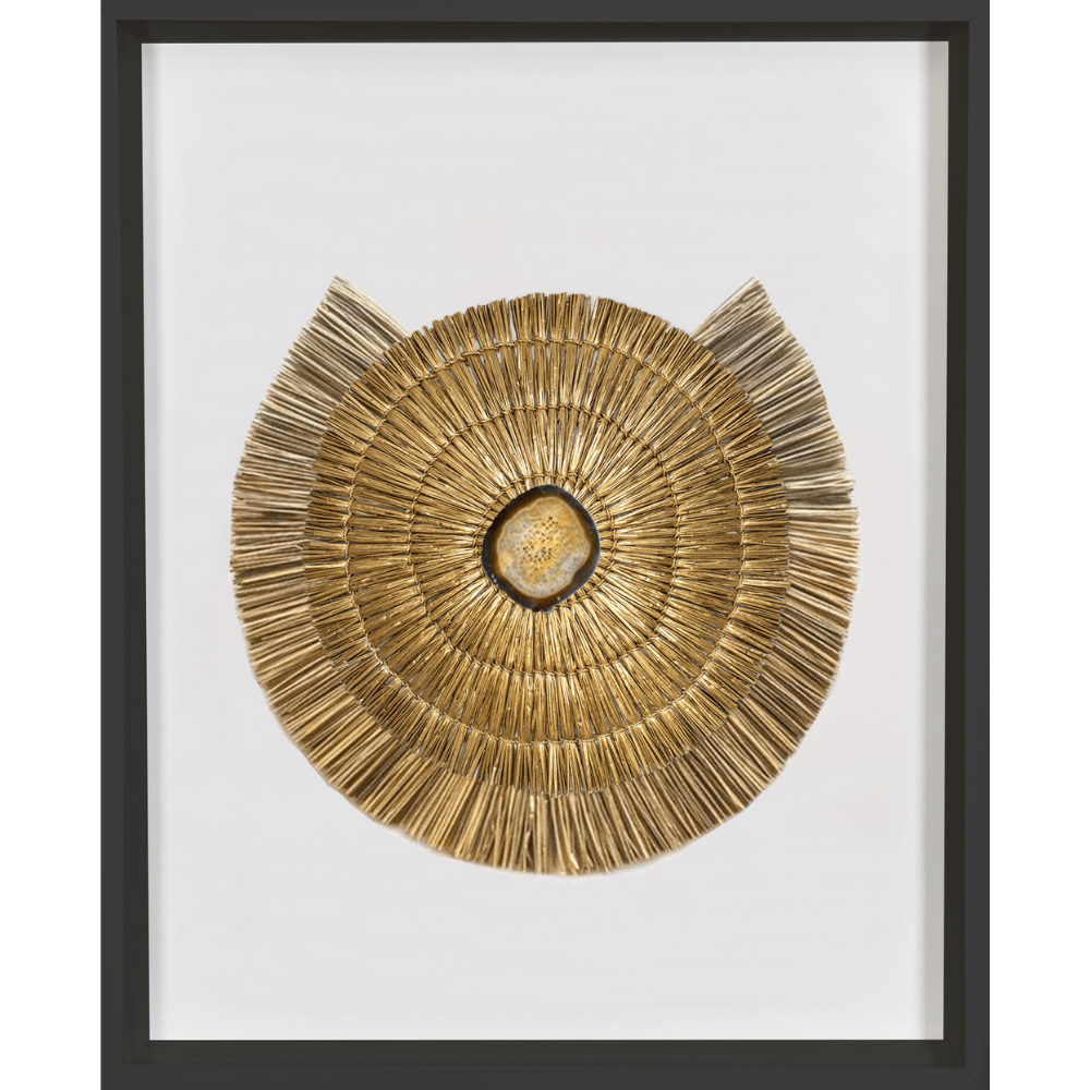 Agate Grass Mat Gold & Natural on White Artwork 67 x 85cm