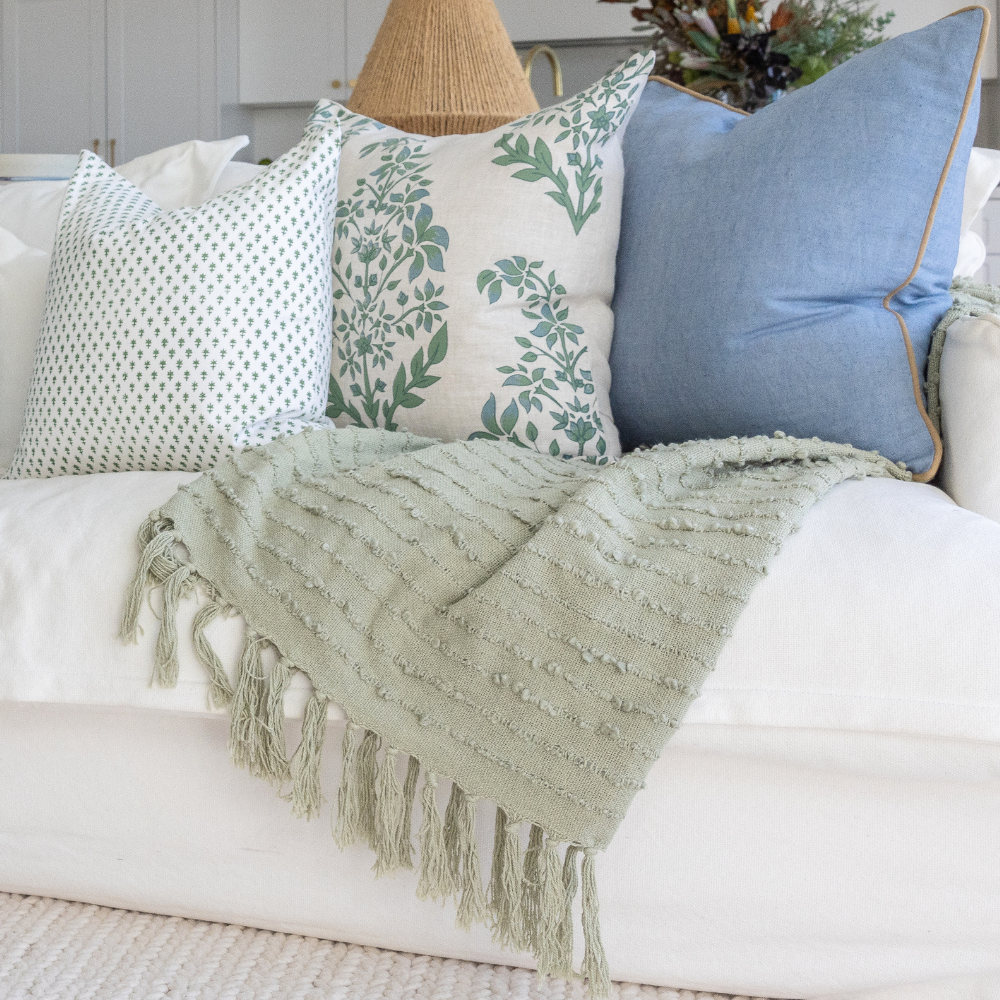 Knit Check Knot Green Throw 130 x 150cm