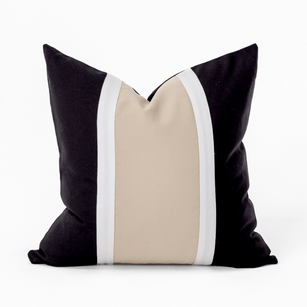 Outdoor Nautical Regent Black Natural Medium Cushion 50 x 50cm