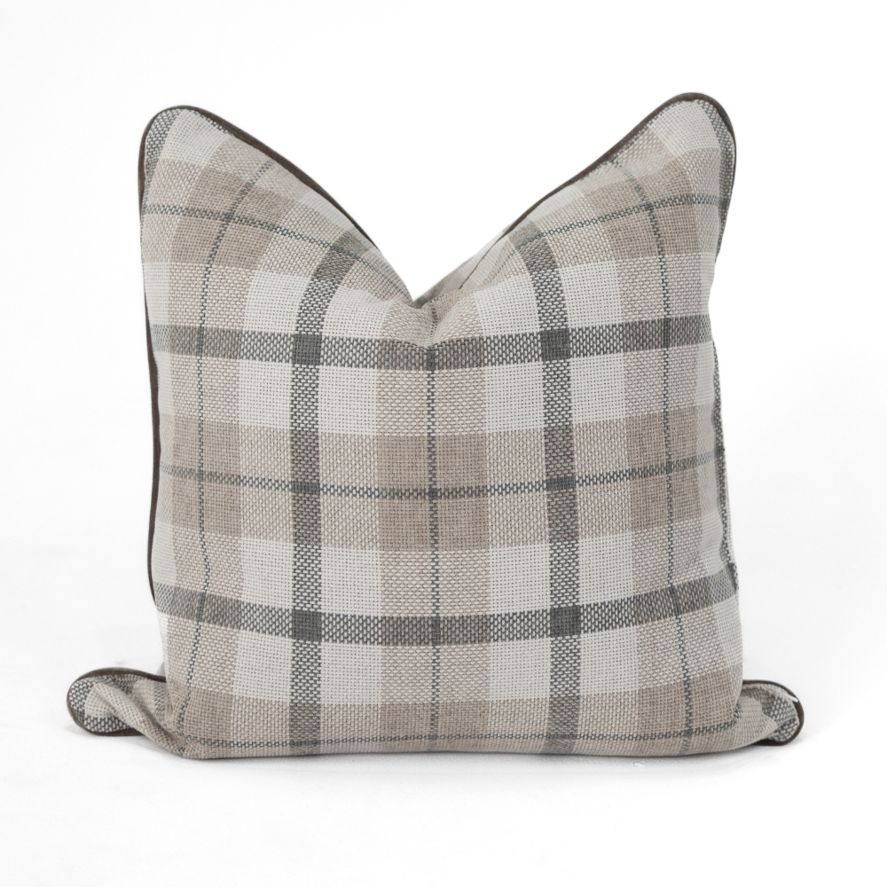 Tartan Piped Beige Lounge Cushion 55 x 55cm