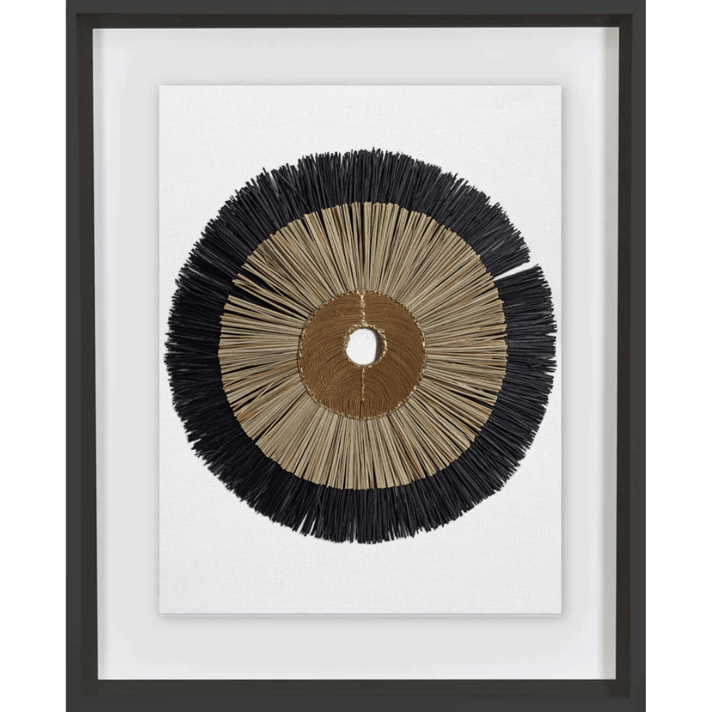 Bandhini Design House Artwork African Disc Bronze & with Black & Natural Grass Ring Artwork 67 x 85cm