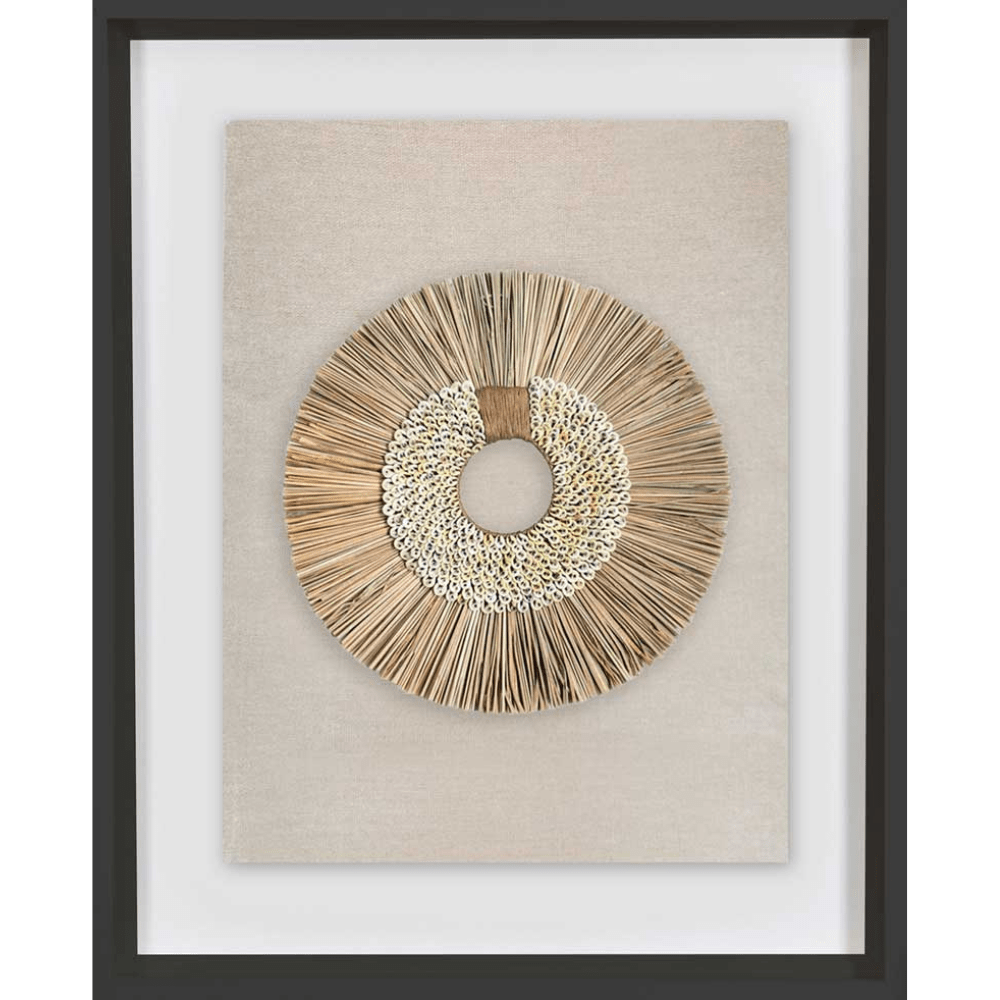 Bandhini Design House Artwork African Shell Ring Coffee and Wood Sticks Artwork 67 x 85cm