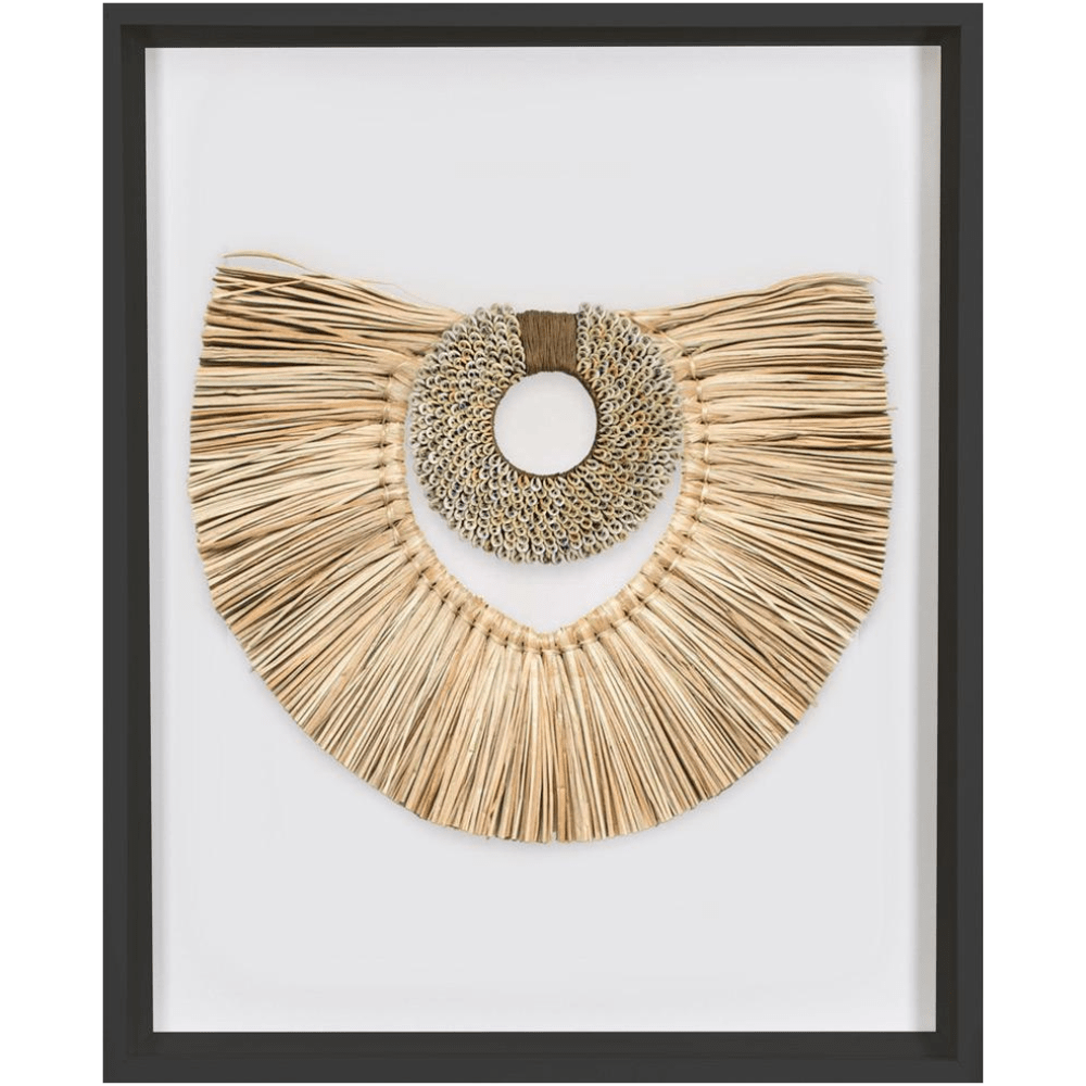 Bandhini Design House Artwork African Shell Ring Coffee & Grass Mat Natural Artwork 67 x 85cm