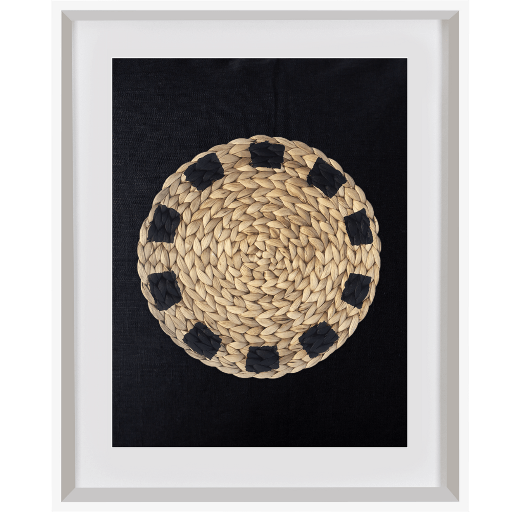 Bandhini Design House Artwork Africana Place Mat Raffia Natural on Black Artwork 40 x 50cm