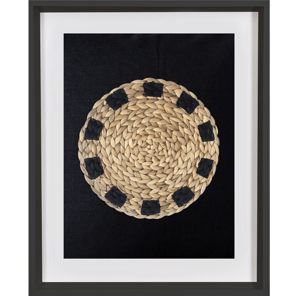 Bandhini Design House Artwork Africana Place Mat Raffia Natural on Black Artwork 40 x 50cm