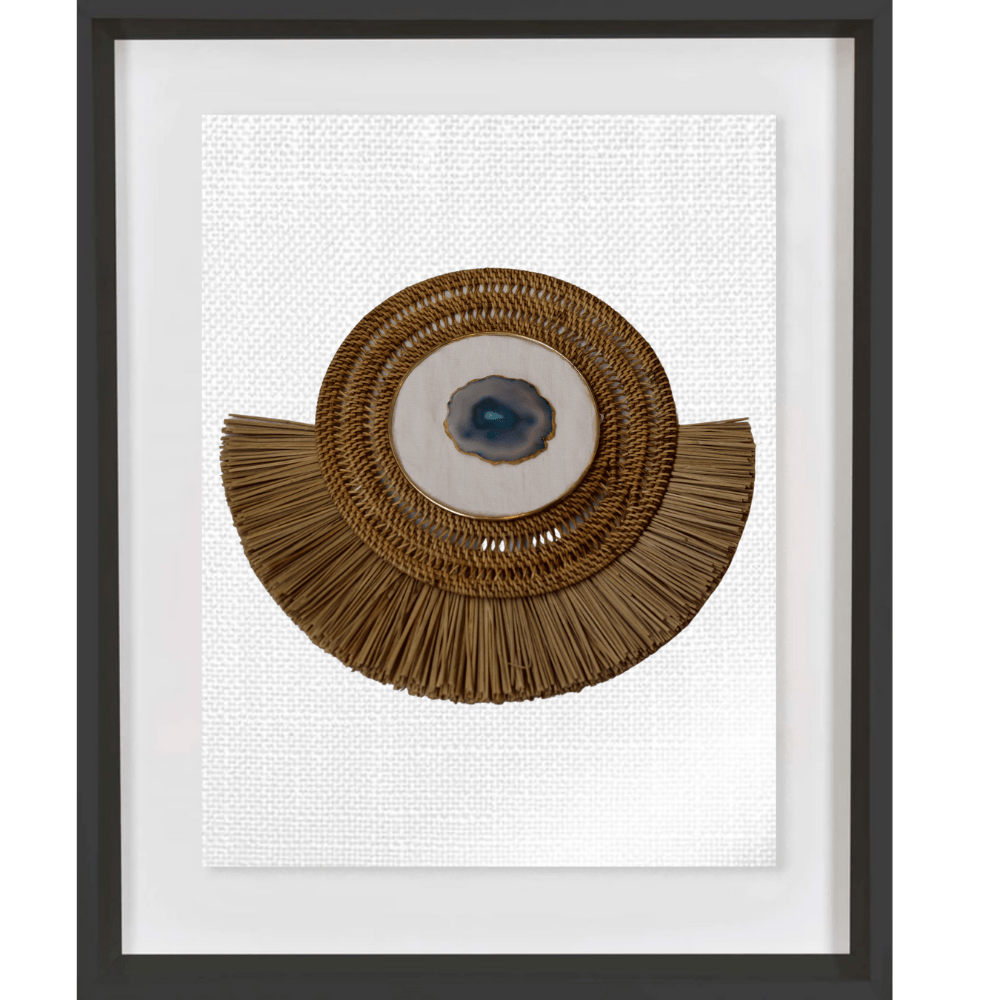 Bandhini Design House Artwork Agate Blue on Linen, Natural Grass Ring Artwork 67 x 85cm