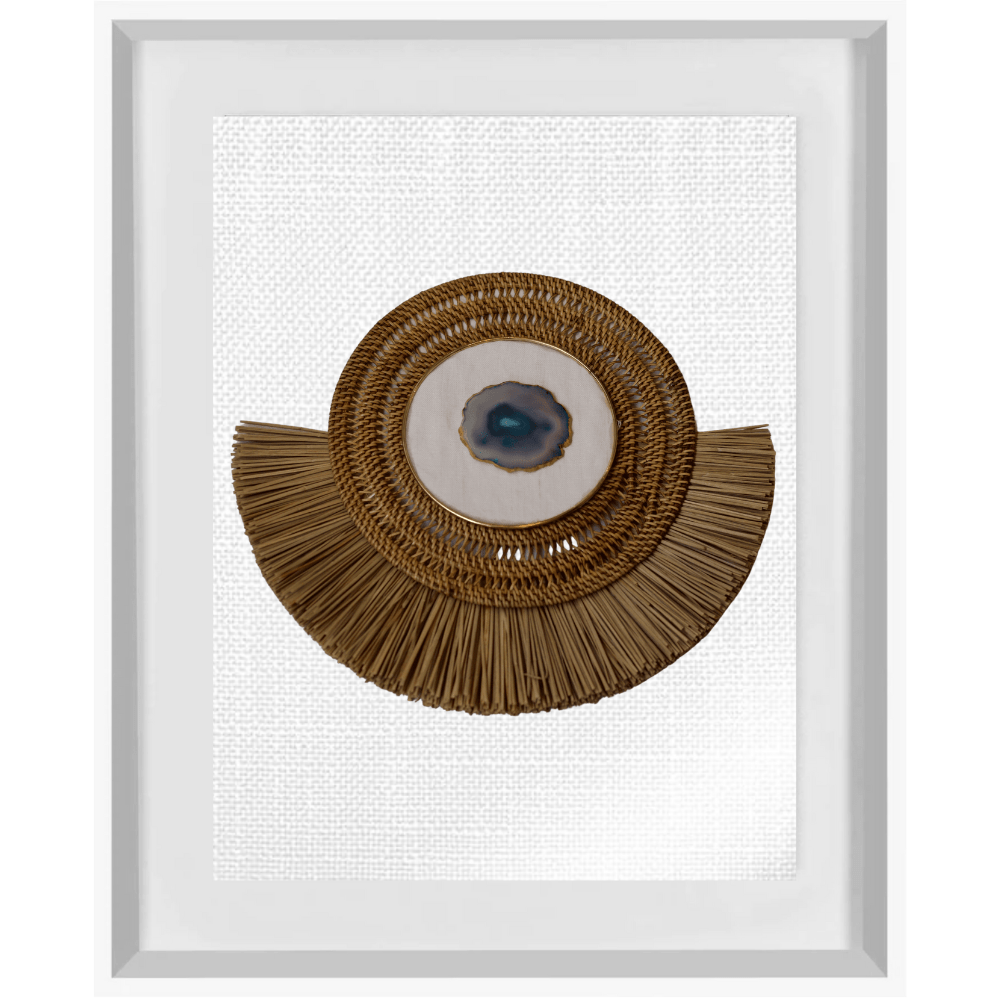 Bandhini Design House Artwork Agate Blue on Linen, Natural Grass Ring Artwork 67 x 85cm