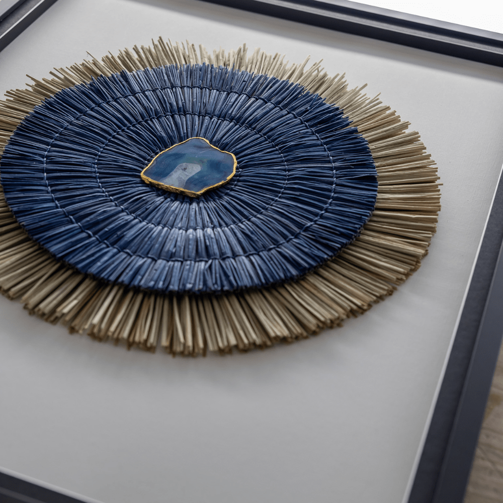 Bandhini Design House Artwork Agate Grass Mat Navy & Natural on White Artwork 67 x 85cm