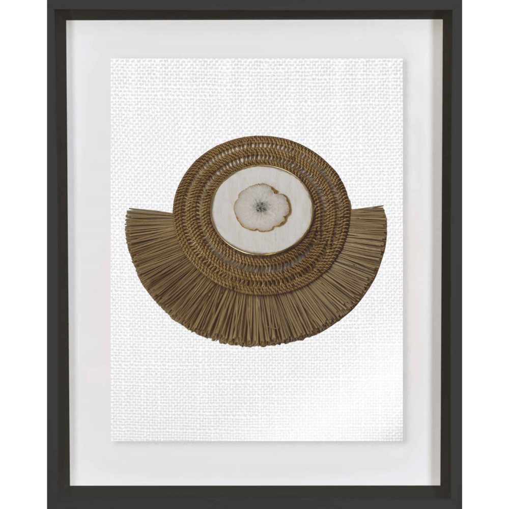 Bandhini Design House Artwork Agate White on Linen, Natural Grass Ring Artwork 67 x 85cm