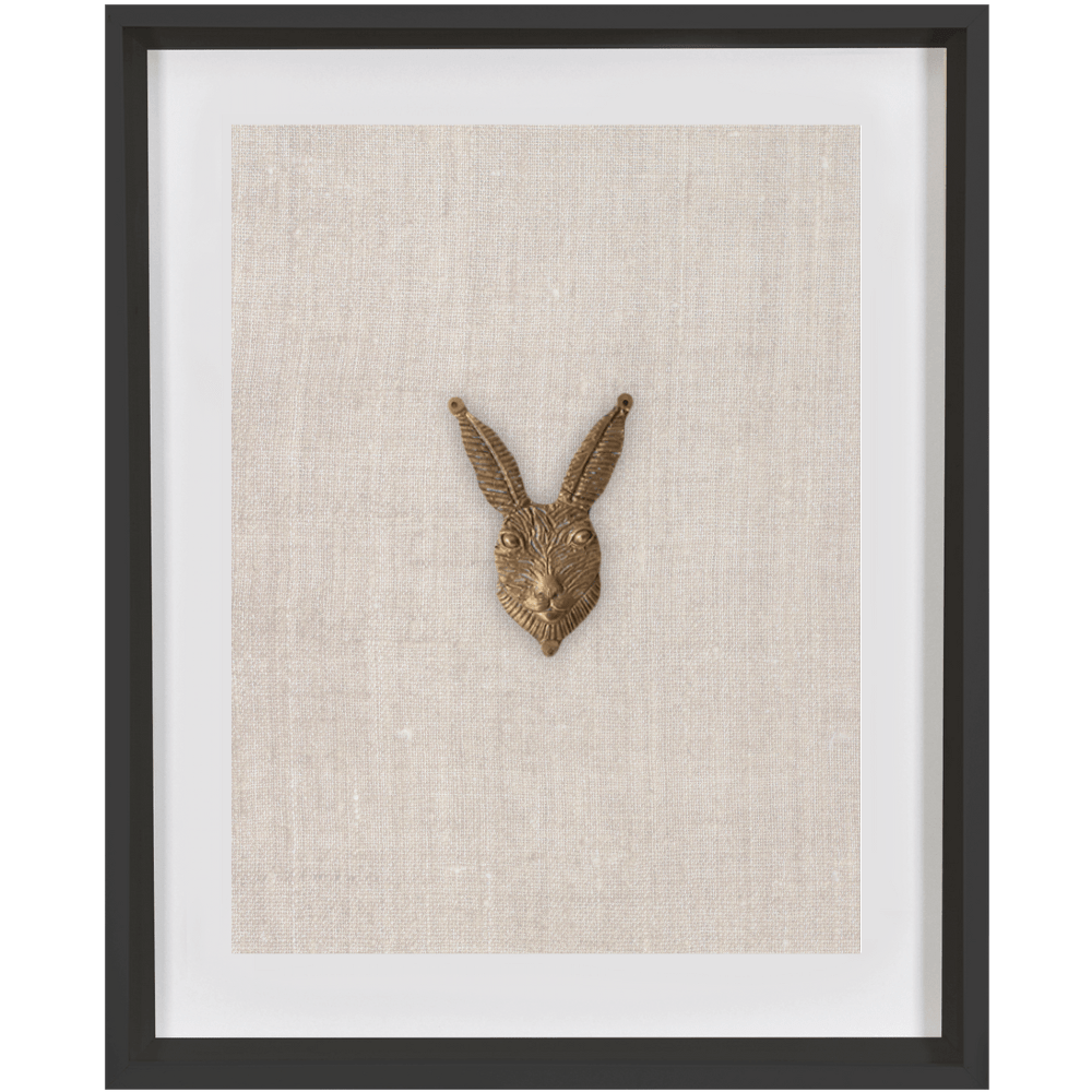 Bandhini Design House Artwork Creature Metal Rabbit on Natural Linen Artwork 40 x 50cm