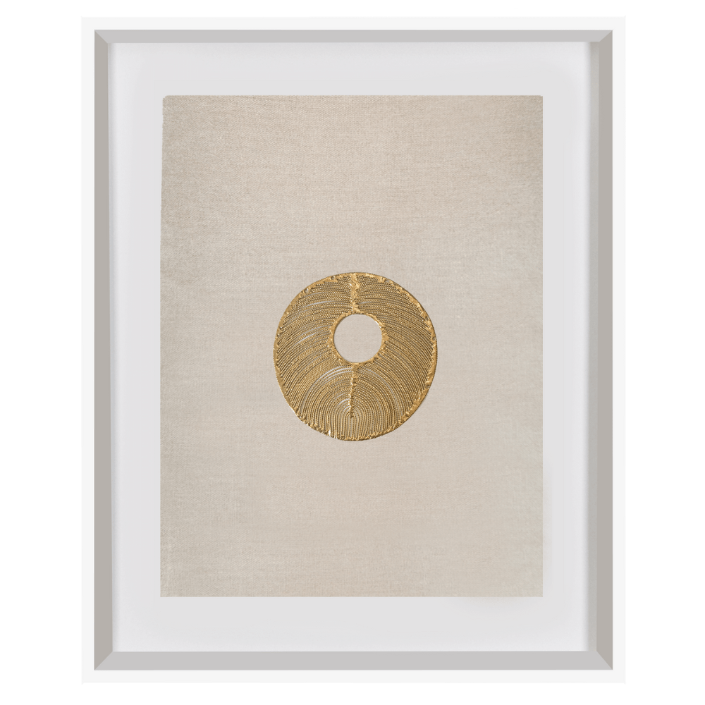 Bandhini Design House Artwork Disc Gold on Natural Artwork 40 x 50cm