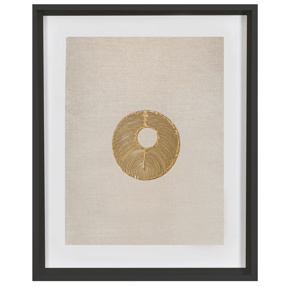 Bandhini Design House Artwork Disc Gold on Natural Artwork 40 x 50cm