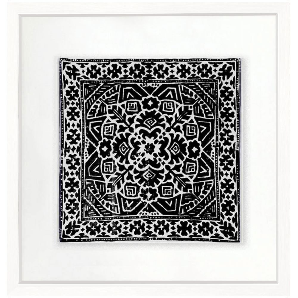 Bandhini Design House Artwork Kilim Print Black Artwork 52 x 52cm