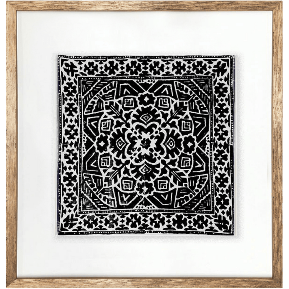 Bandhini Design House Artwork Kilim Print Black Artwork 52 x 52cm