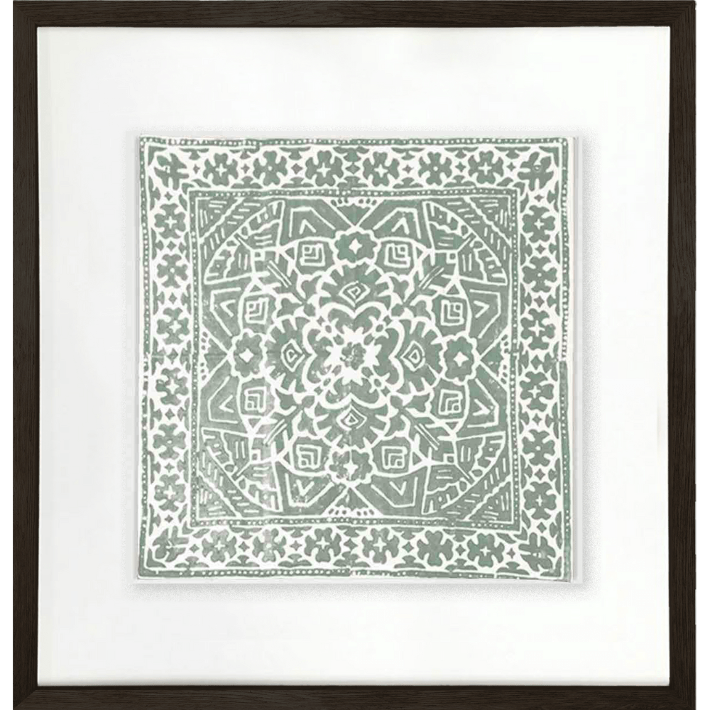 Bandhini Design House Artwork Kilim Print Celadon Artwork 52 x 52cm