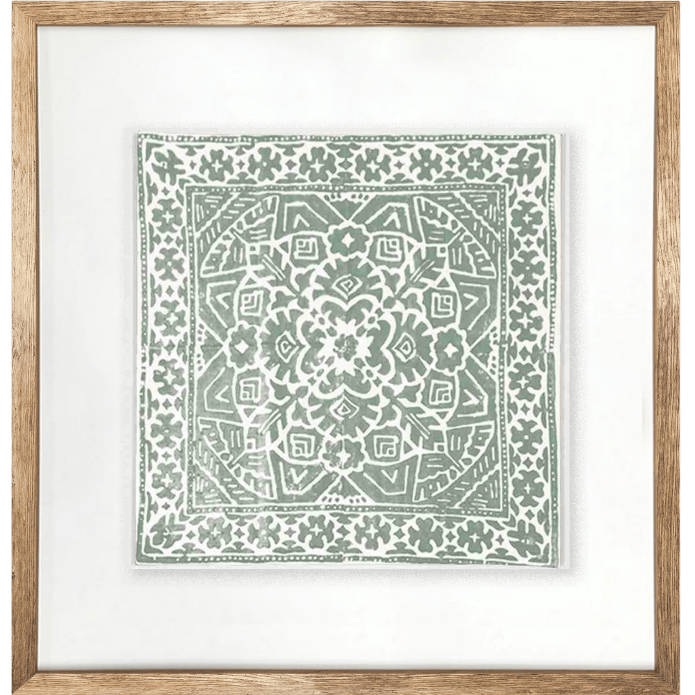 Bandhini Design House Artwork Kilim Print Celadon Artwork 52 x 52cm