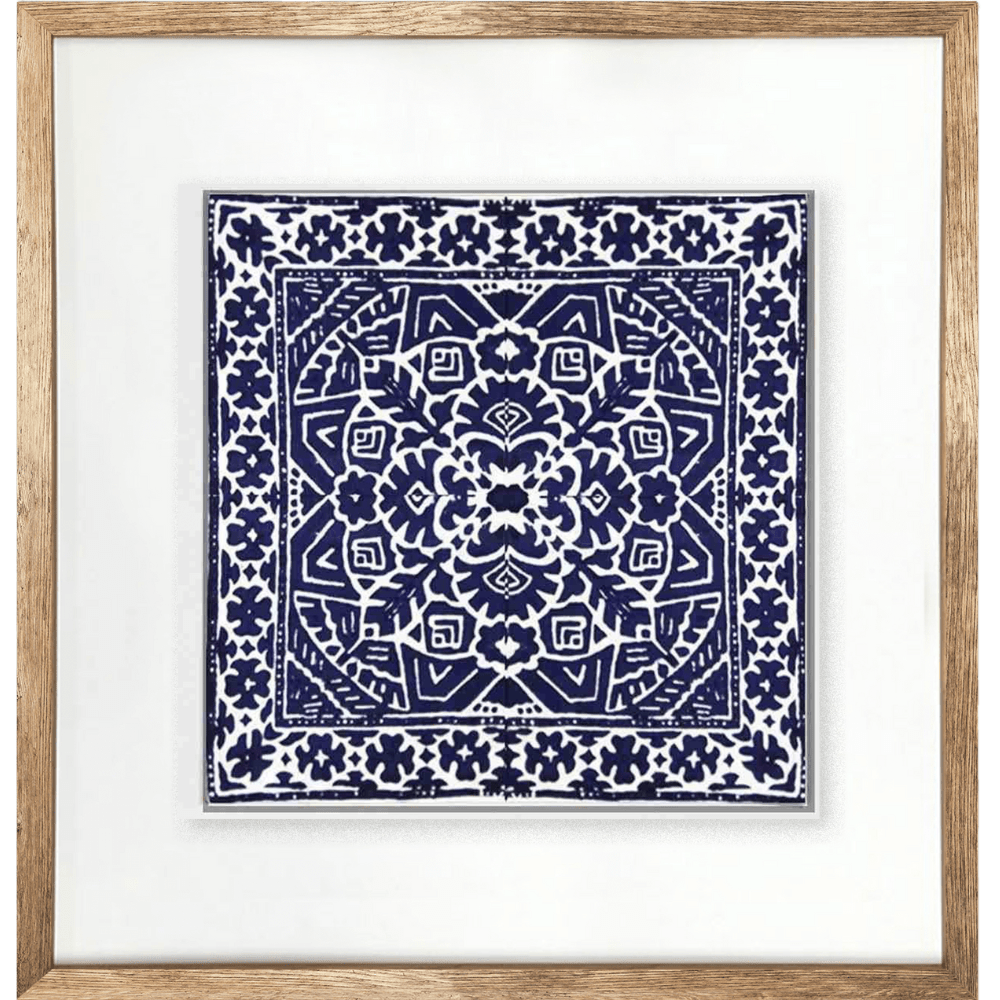 Bandhini Design House Artwork Kilim Print Navy Artwork 52 x 52cm