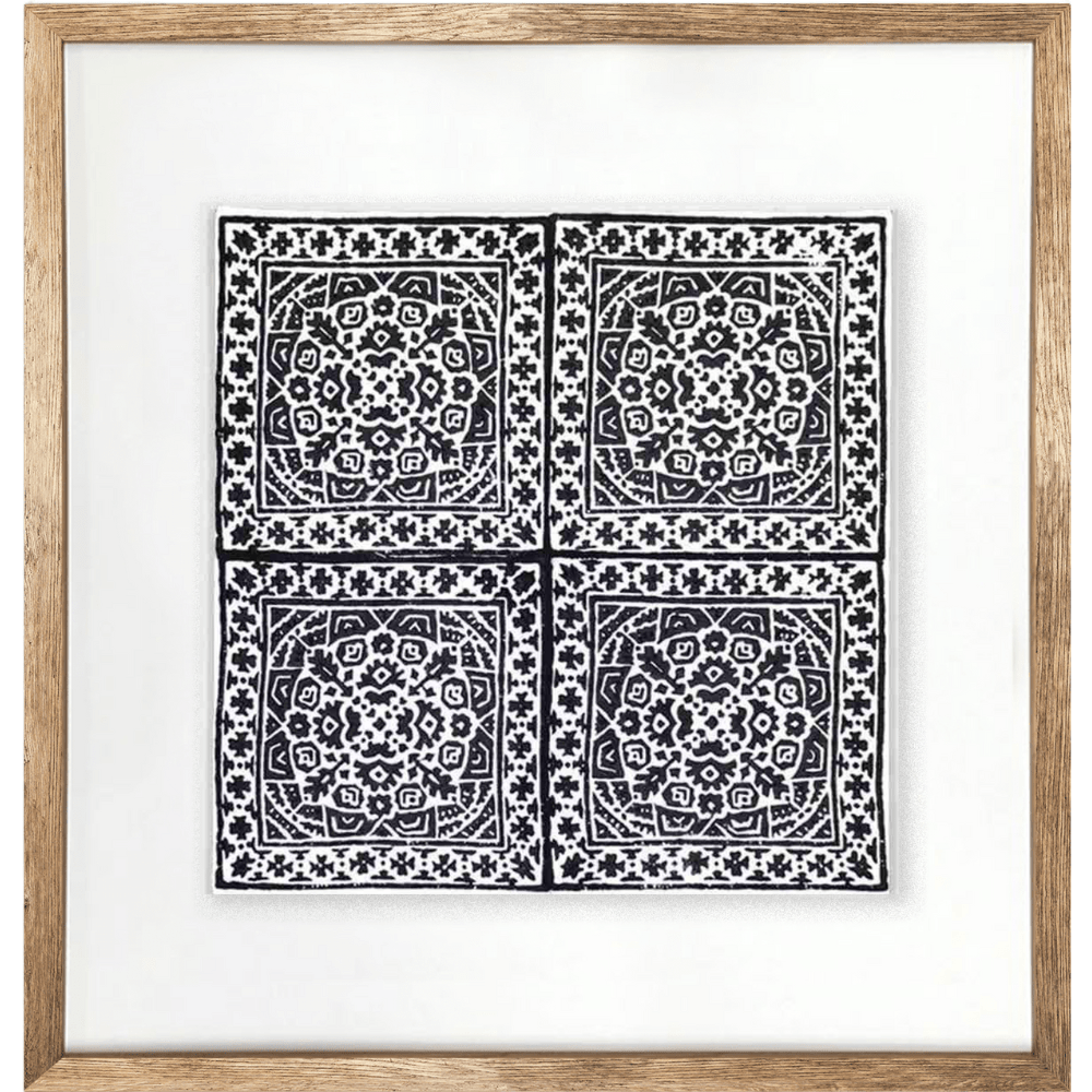 Bandhini Design House Artwork Kilim Repeat Black Artwork 52 x 52cm