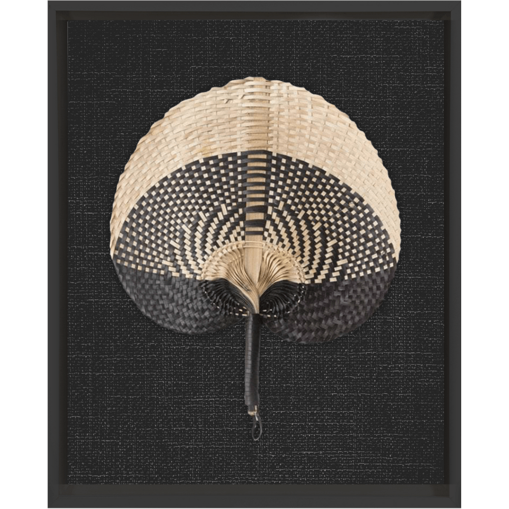 Bandhini Design House Artwork Raffia Fan Black on Black Artwork 40 x 50cm