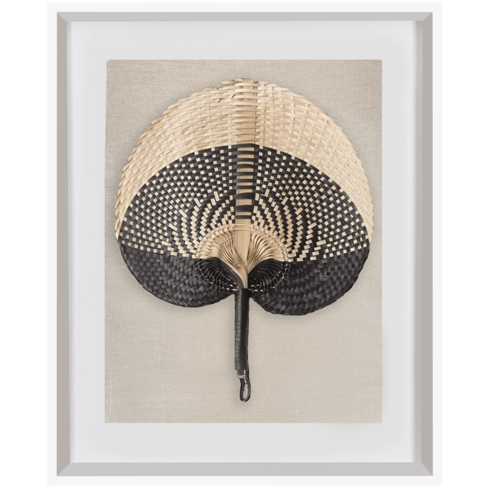 Bandhini Design House Artwork Raffia Fan Black on Natural Artwork 40 x 50cm