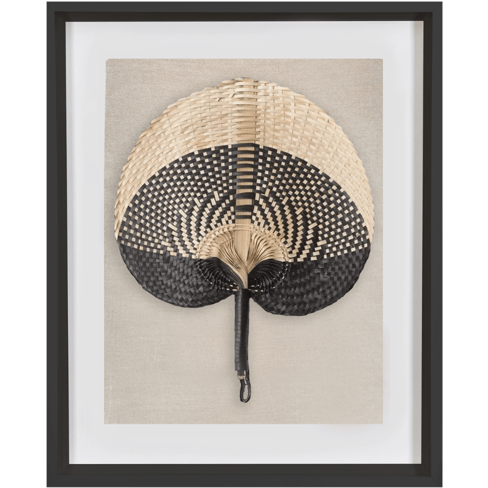 Bandhini Design House Artwork Raffia Fan Black on Natural Artwork 40 x 50cm