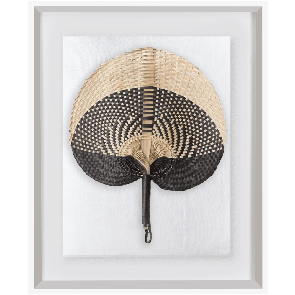 Bandhini Design House Artwork Raffia Fan Black on White Artwork 40 x 50cm