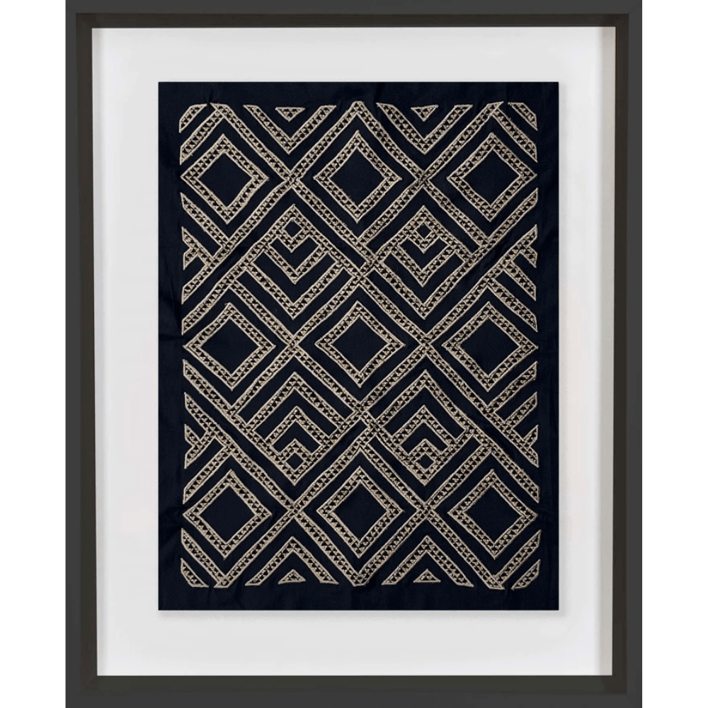 Bandhini Design House Artwork Shoowa Textile Black Artwork 67 x 85cm