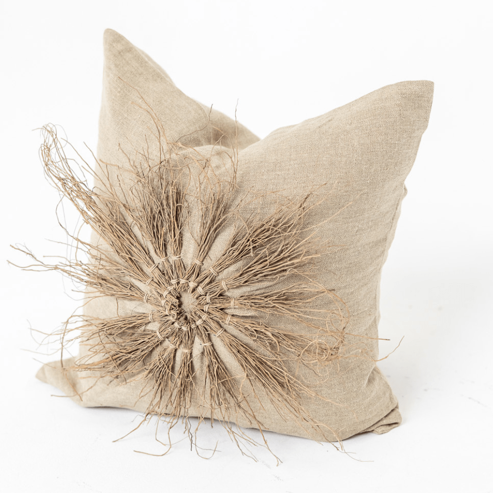 Bandhini Design House Black Friday 23 Wood Twigs Natural Linen Lounge Cushion 55 x 55cm