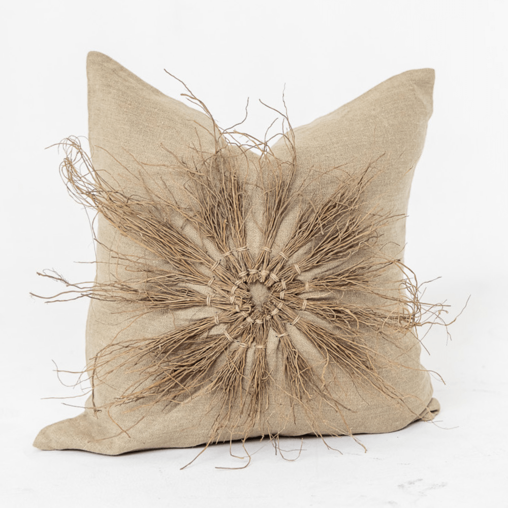 Bandhini Design House Black Friday 23 Wood Twigs Natural Linen Lounge Cushion 55 x 55cm