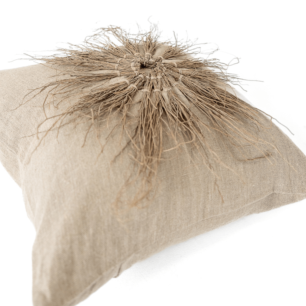 Bandhini Design House Black Friday 23 Wood Twigs Natural Linen Lounge Cushion 55 x 55cm