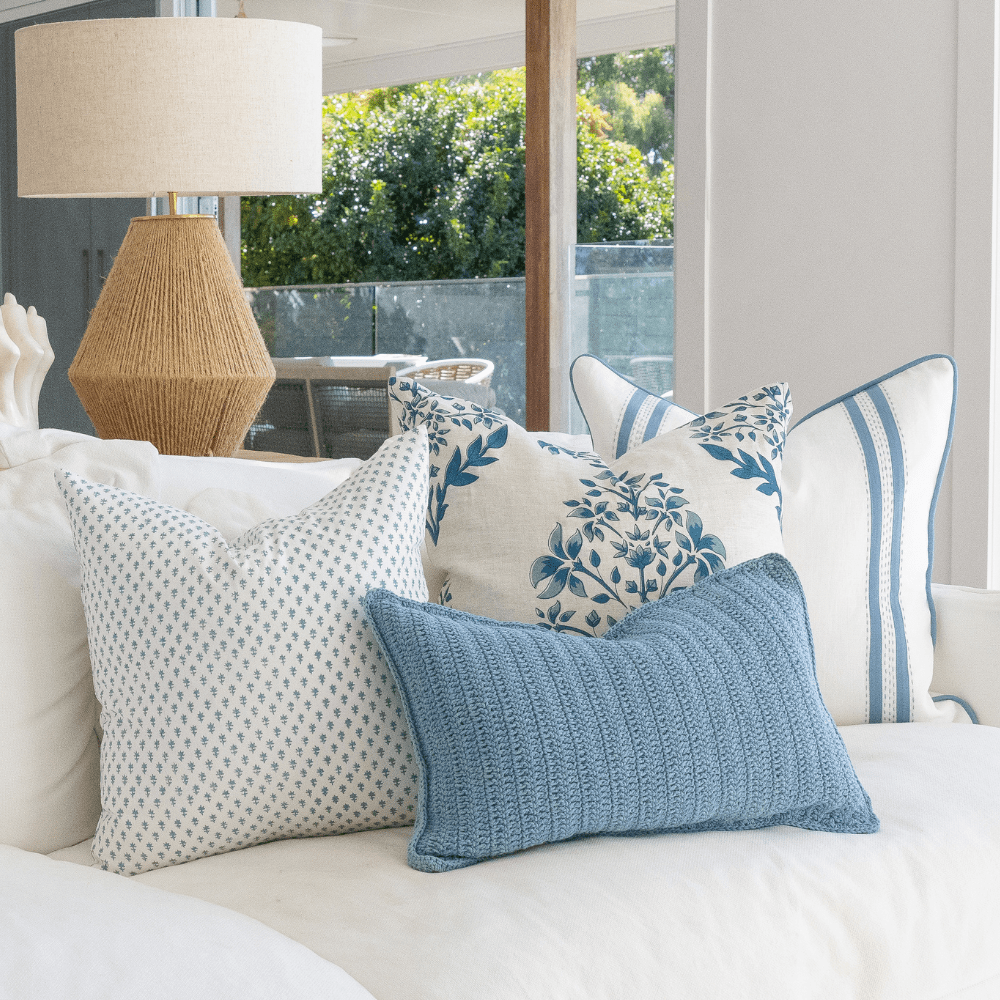 Bandhini Design House Coastal Devon Devon Dots Blue Medium Cushion 50 x 50cm