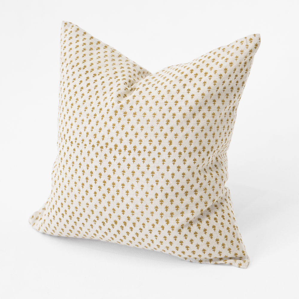 Bandhini Design House Coastal Devon Devon Dots Grey Mustard Medium Cushion 50 x 50cm