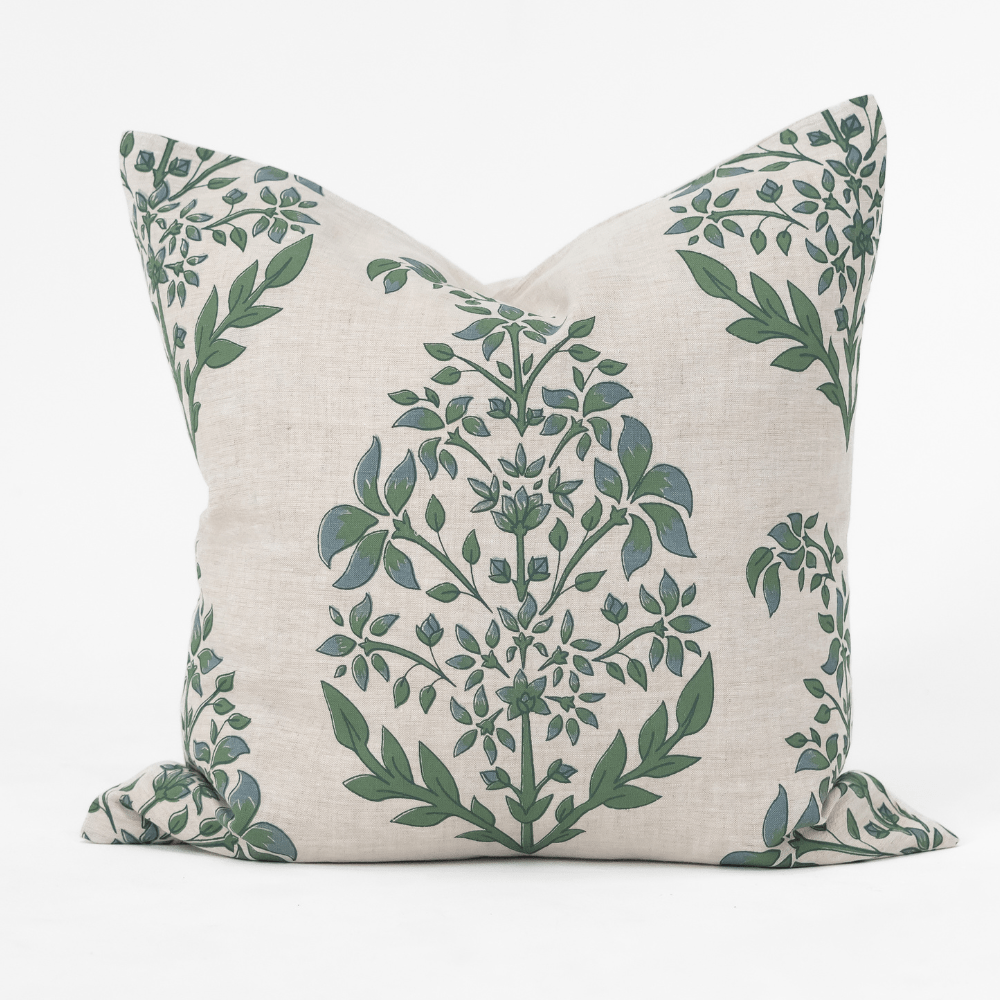 Bandhini Design House Coastal Devon Devon Inner Paisley Print Green Lounge Cushion 55 x 55cm