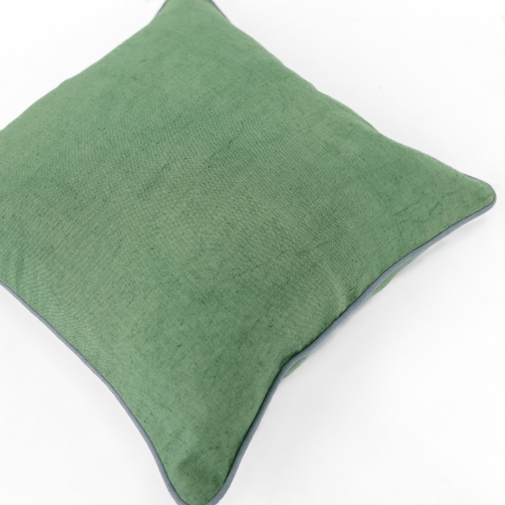 Bandhini Design House Coastal Devon Linen Piped Green & Blue Lounge Cushion 55 x 55cm