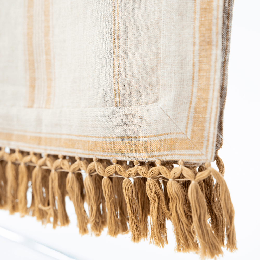 Bandhini Design House Coastal Devon Linen Striped Natural Throw 200 x 140cm