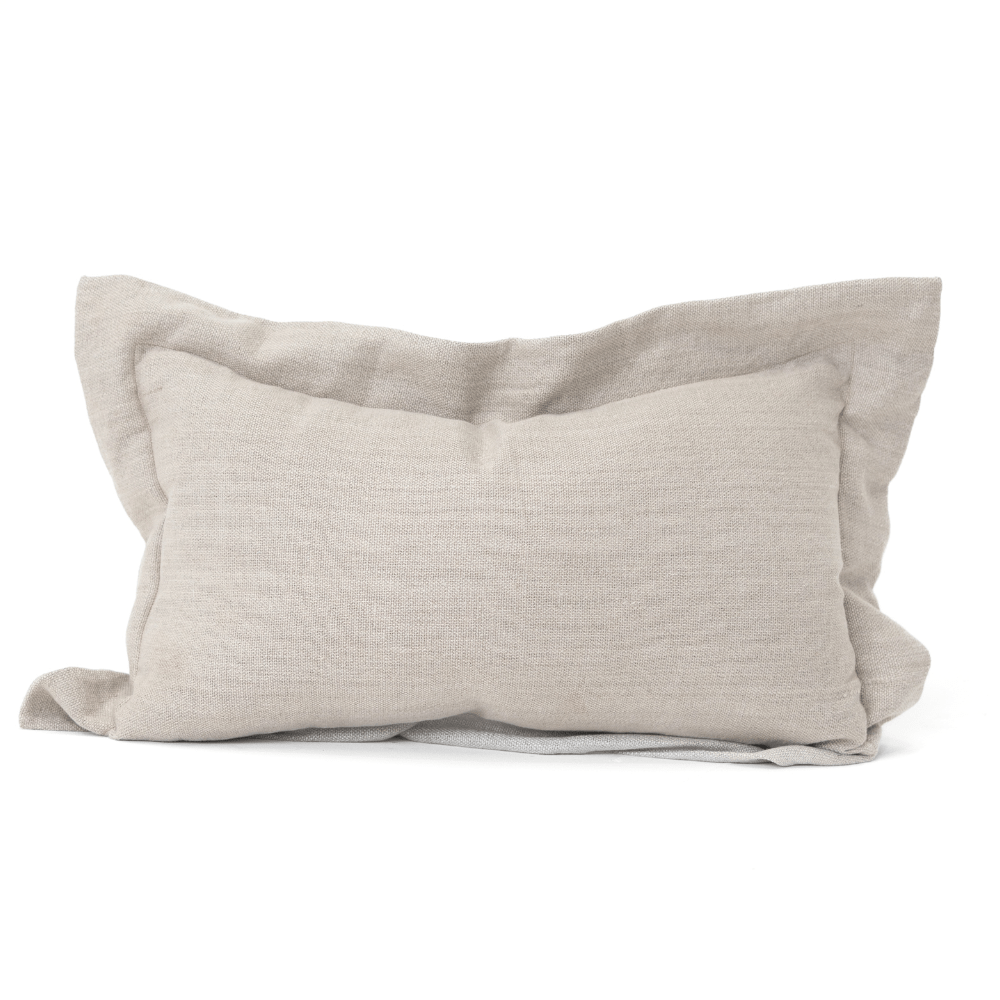 Bandhini Design House Flax Linen Flange Natural Medium Lumbar Cushion 40 x 60cm