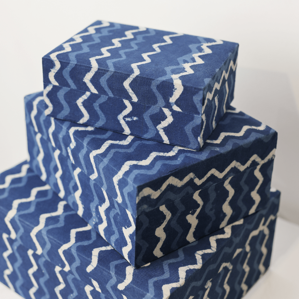 Bandhini Design House IKAT BOX 009 BLUE SET OF 3